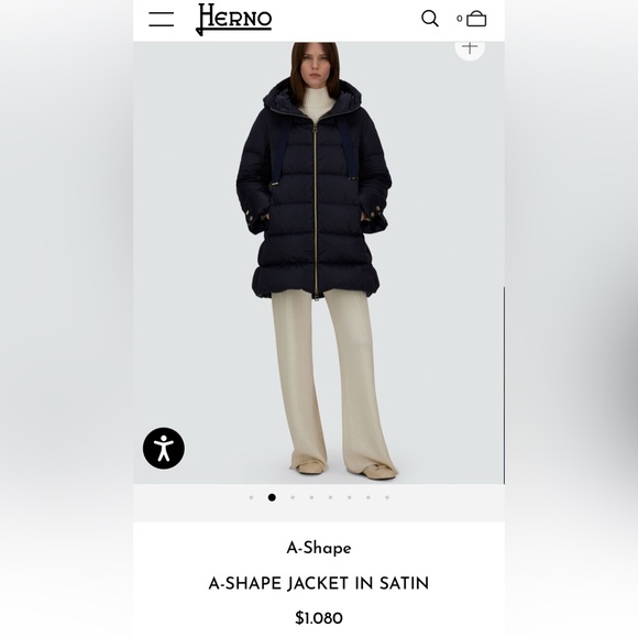 Herno A-Shape Down Jacket In Satin.  Color “New Blue”. Size 52. $1080 - Picture 4 of 16